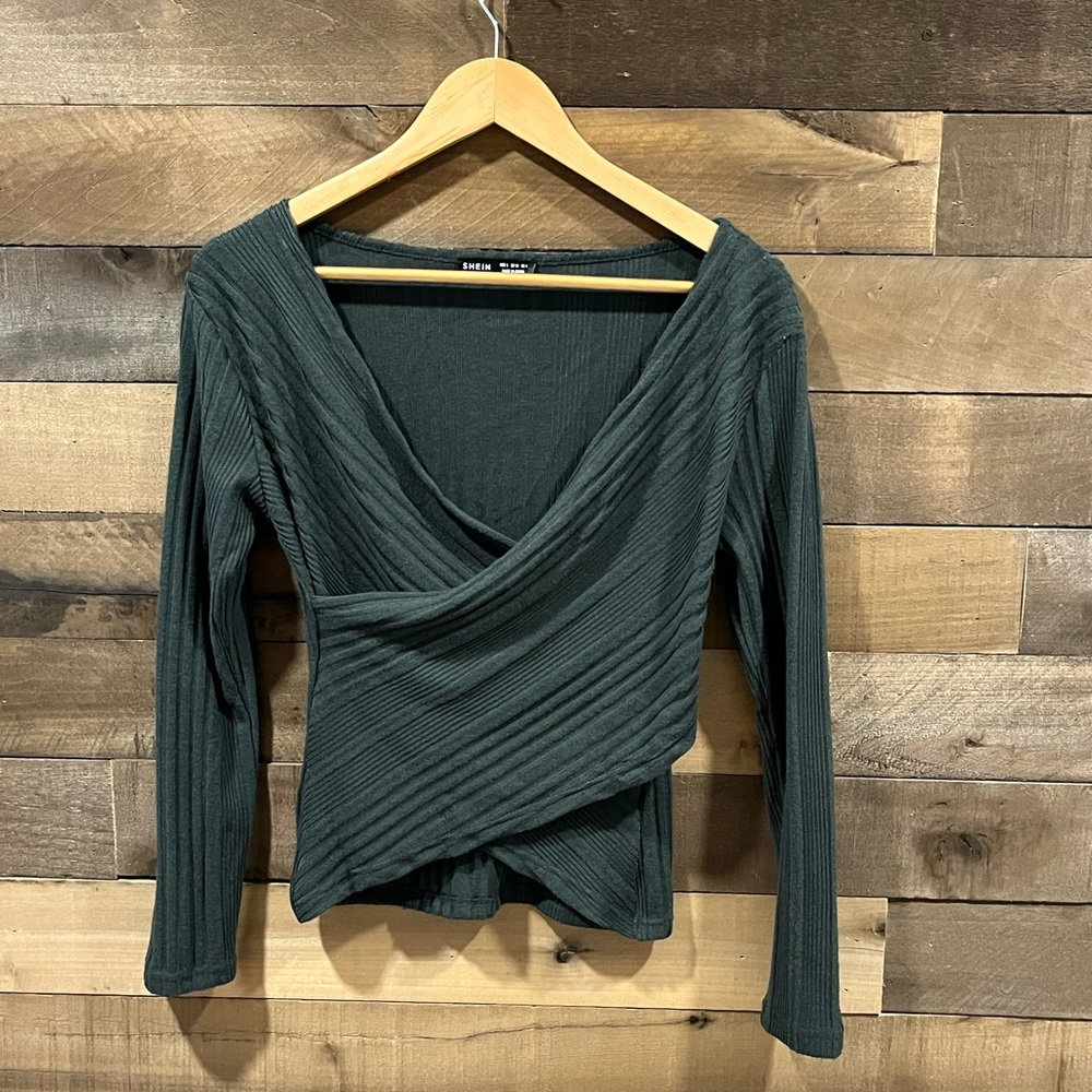 Dark green wrap shirt